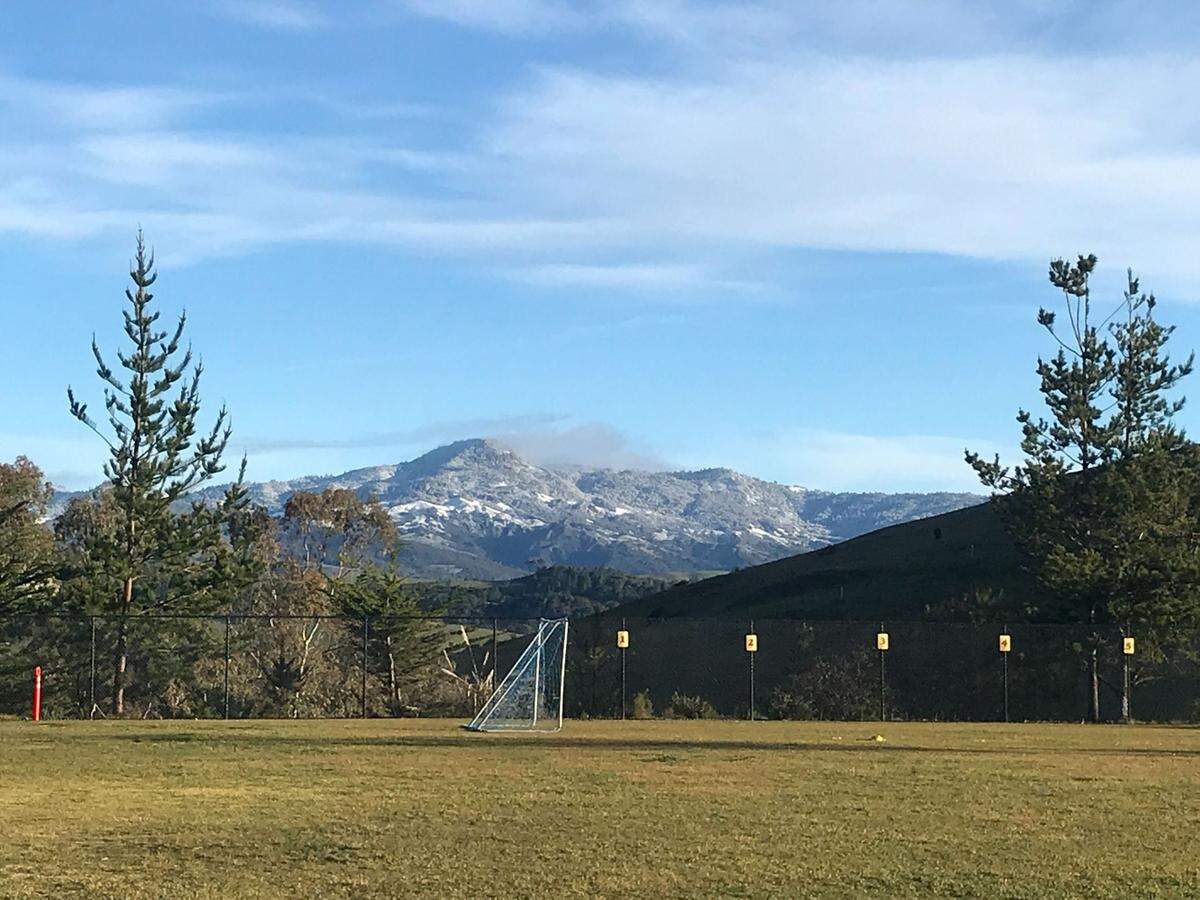 Snow is seen north of San Simeon on Thursday, Feb. 23, 2023.