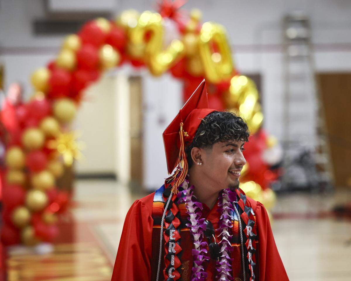 Eric Ramirez walks into the ceremony. Coast Union's class of 2026 included 34 graduates on June 3, 2026.