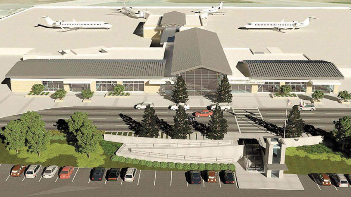 Here's an architectural rendering of the new passenger terminal proposed for the San Luis Obispo County Regional Airport.