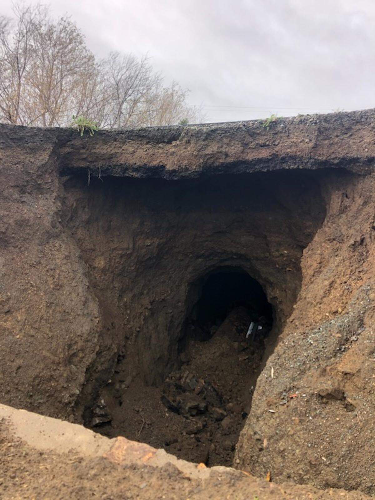 A stretch of Orcutt Road near Righetti Road south of SLO is in danger of collapsing, the California Highway Patrol said in a news release.