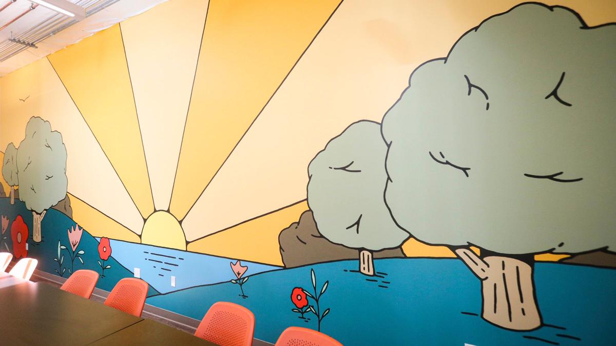 Artist Matt Fellows created this 1970s-era-inspired mural at the new 5Cities Homeless Coalition Warming Center in Arroyo Grande, seen here on June 26, 2024.