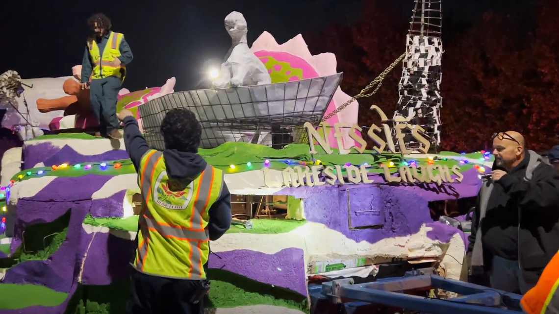 Want a sneak peek of Cal Poly’s Rose Parade float? See video as Nessie rolls to Pasadena