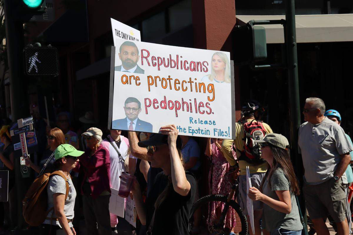 Thousands of people attended the No Kings rally in downtown San Luis Obispo to protest the Trump administration and support Prop. 50 on Oct. 18, 2025.
