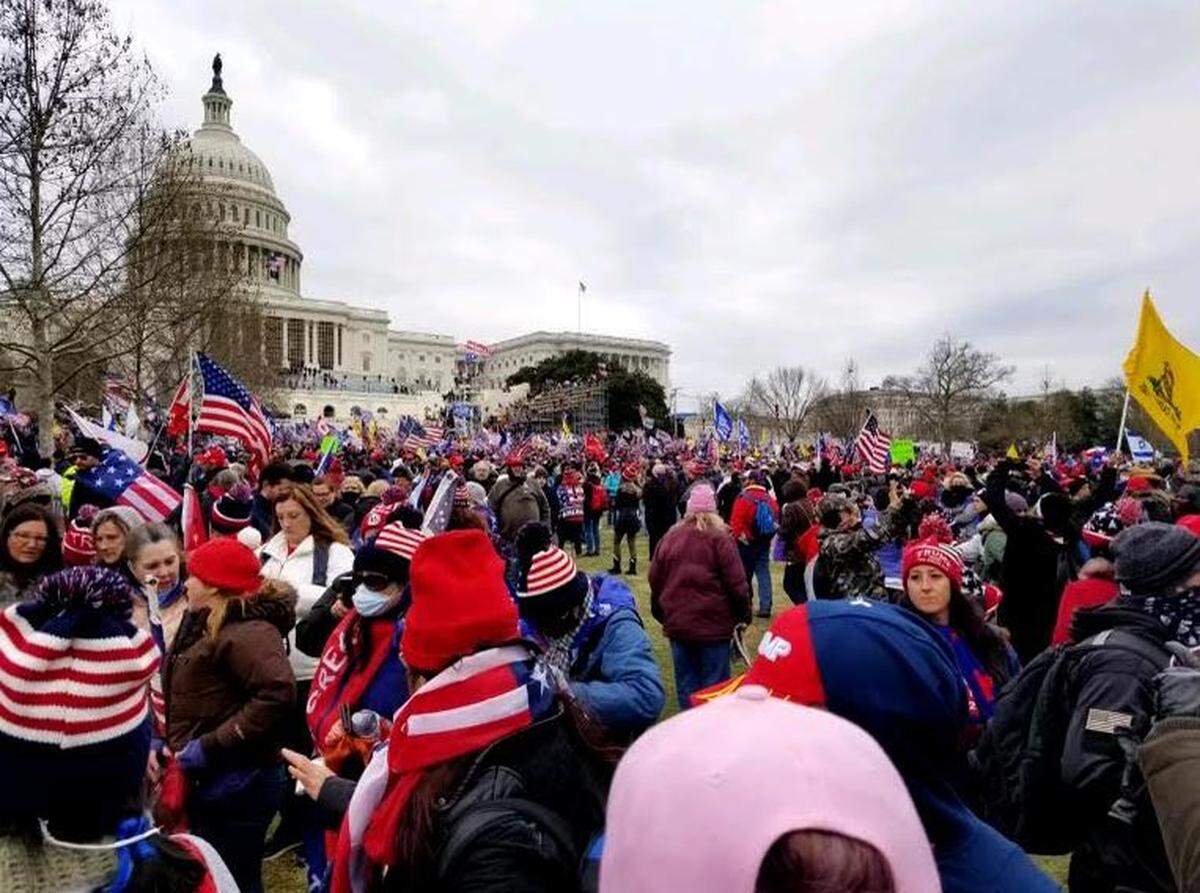 A photograph obtained by The Tribune shows the Jan. 6, 2021, pro-Donald Trump “Save America” rally that preceded the riot at the Capitol building in Washington, D.C. Members of the pro-Trump mob press toward the Capitol steps in the background. The photo was allegedly taken by the spouse of former San Luis Obispo County supervisor candidate Stacy Korsgaden.