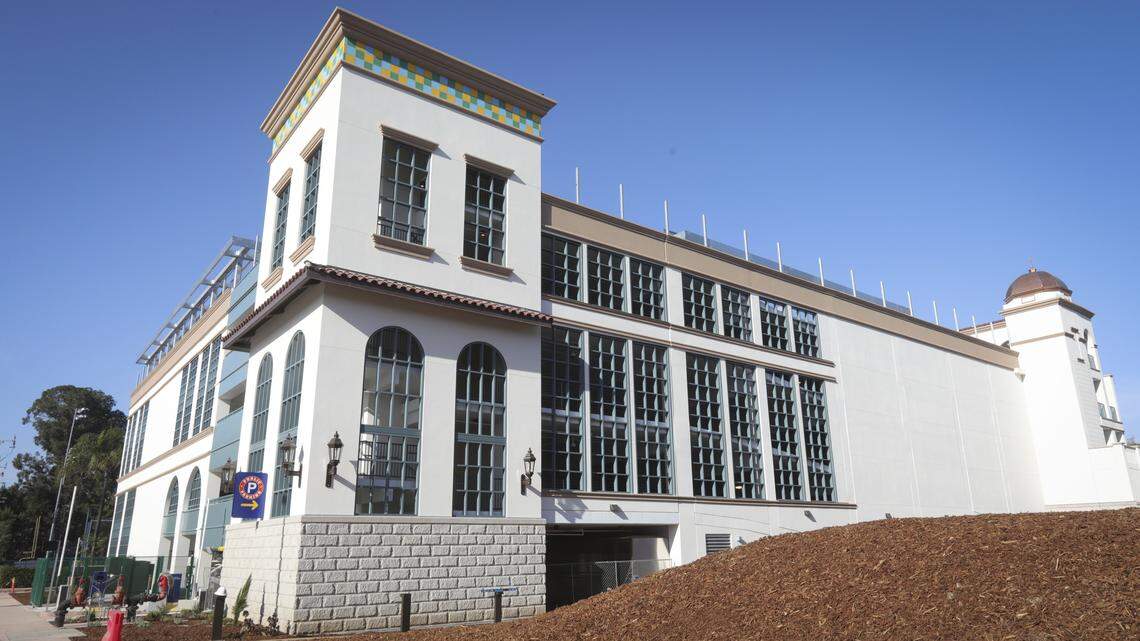The San Luis Obispo parking garage on Palm St. next to Mission Prep is getting closer to being finished on Jan. 28, 2026.
