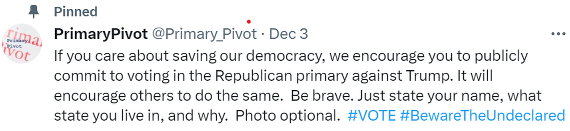 Primary Pivot post on X