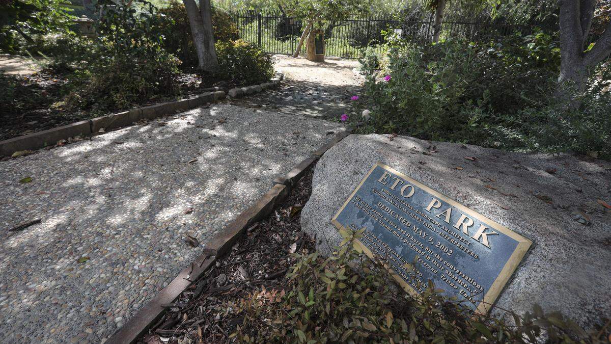 San Luis Obispo had a section designated by the city council the Nippon Tract in 1931. Many Japanese businesses and homes were in the area between South Street and French Road (Madonna). The forced relocation of persons of Japanese origin in 1942 to concentration camps away from the coast destroyed the community. Eto Park and a plaque on Brook St. (formerly named Eto St.) are the only visible markers of the once thriving community.seen here on Sept. 24, 2025.