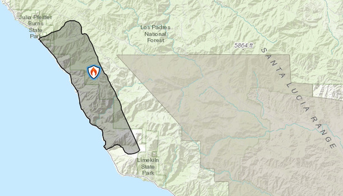 The Dolan Fire is burning on the Big Sur coast between Limekiln State Park and Julia Pfeiffer Burns State Park. It was 8,500 acres as of Friday Night.