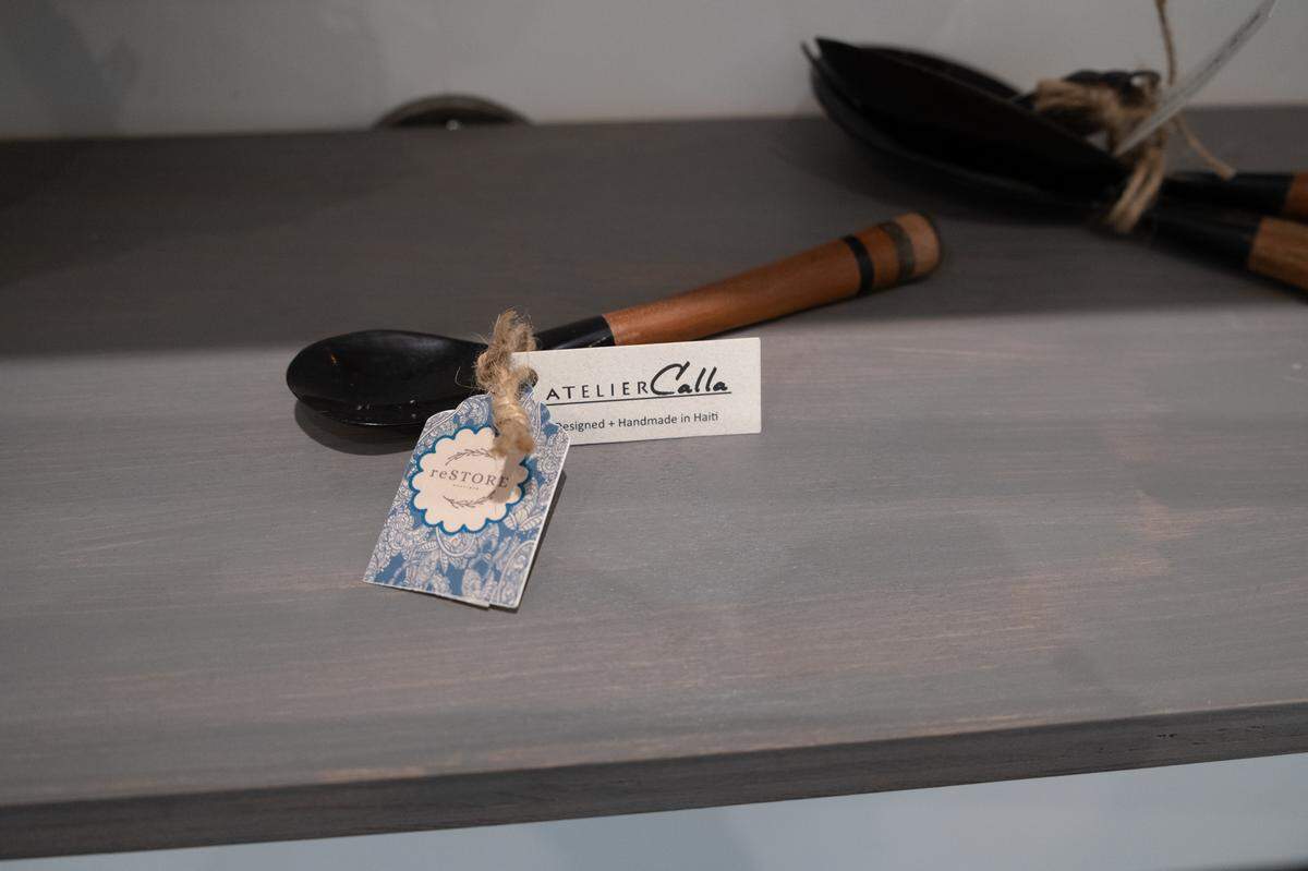 A spoon from the shop in Greenhouse Coffee Co., which is sourced from micro-entreprenuers in developing countries as well as local vendors.