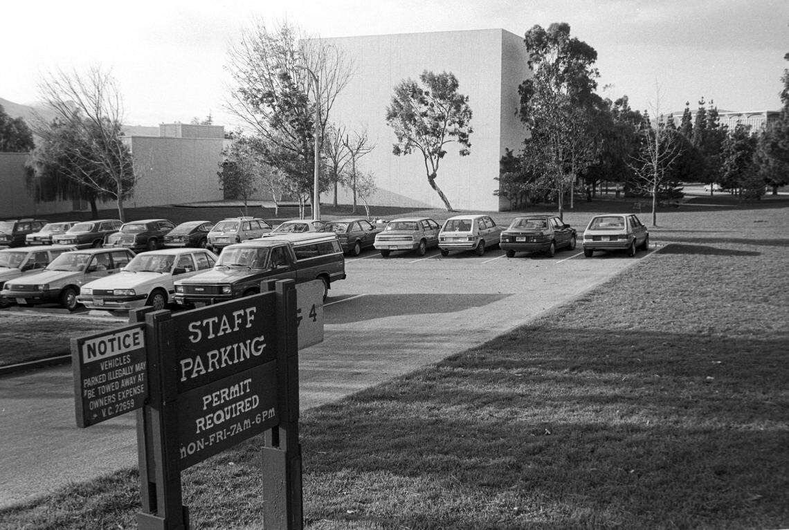 This photo of the Cal Poly Auditorium, Nov. 9, 1986, now the Alex & Faye Spanos Theater, shows the site of what would become the Christopher Cohen Perfoming Arts Center, the compex that includes this theater.