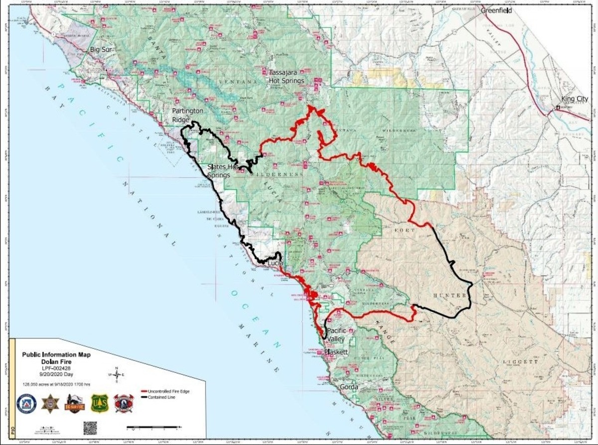 A map of the Dolan Fire on Sept. 20, 2020.