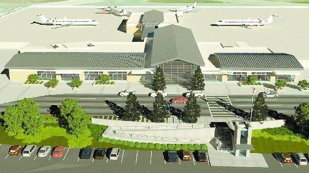 Rendering of a new terminal proposed for the San Luis Obispo County airport.