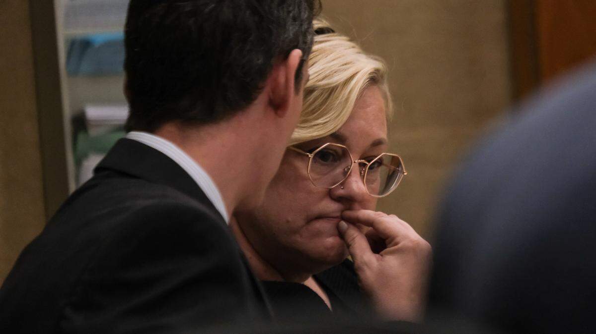 Andrea Bowen-Gardner sits during her sentencing on June 10, 2024, for three felony counts of embezzlement and one felony count of writing a bad check. Bowen-Gardner pleaded no contest to the crimes after being accused of consigning items at her store, Timeless Treasures, and not paying consigners once their items sold.