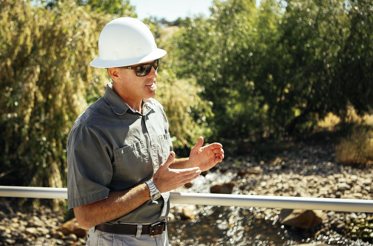 Matt Thompson, wastewater resources manager for Paso Robles, gives a tour of the Recycled Water Project at the wastewater treatment plant.