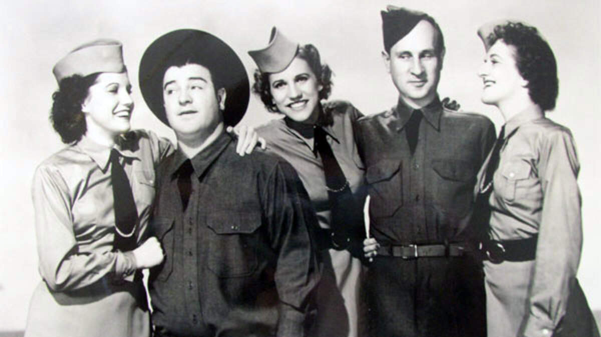 Abbot and Costello and the Andrews Sisters in “Buck Privates.”