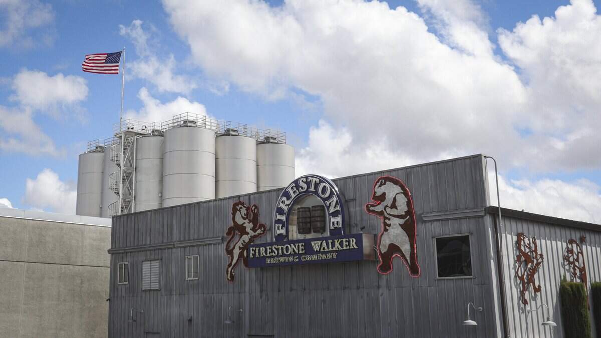 Founded in 1996 by brothers-in-law Adam Firestone (aka the Bear) & David Walker (aka the Lion), symbols that adorn the buildings at the Firestone Walker brewery in Paso Robles, seen here on April 21, 2026.