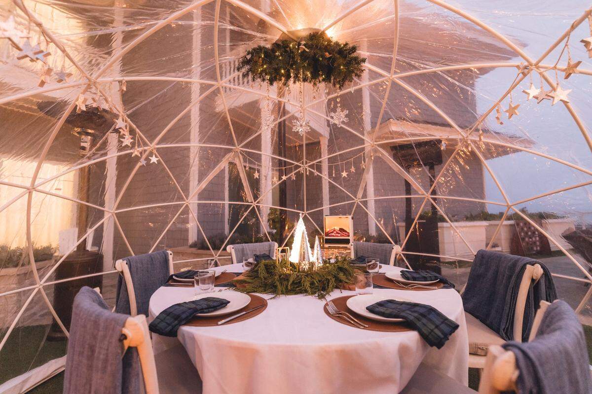 Vespera Resort’s transparent igloo features seats for up to six people. The igloo will be available through Jan. 2, 2025.