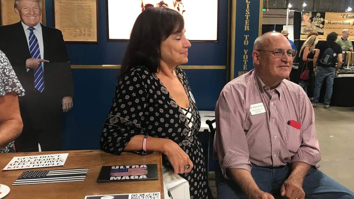 At the Mid-State Fair in Paso, a cardboard Donald Trump attracts the MAGA faithful