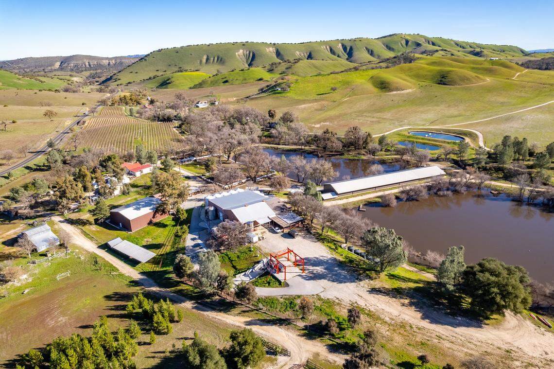 Creston Manor, a 577-acre property on Calf Canyon Road, is up for sale for around $7 million, pictured here Monday, Feb. 9, 2026. The property was once owned by “Jeopardy!” host Alex Trebek and includes 22 acres of vineyard vines, farm land and several residences.