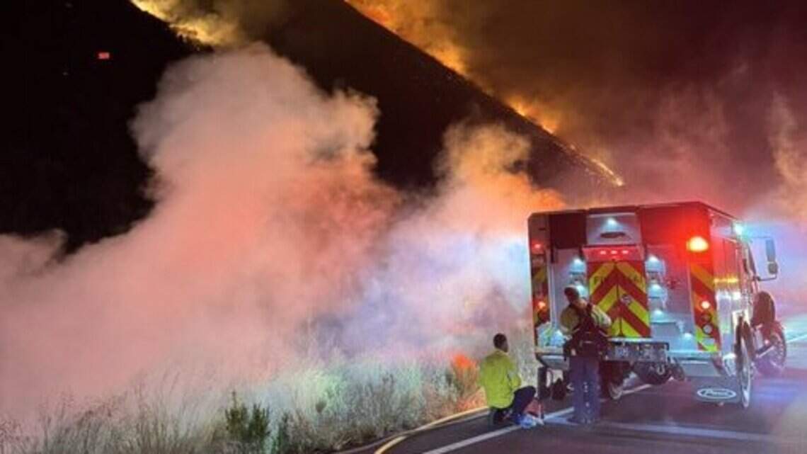 Multiple grass fires shut down SLO County highway overnight