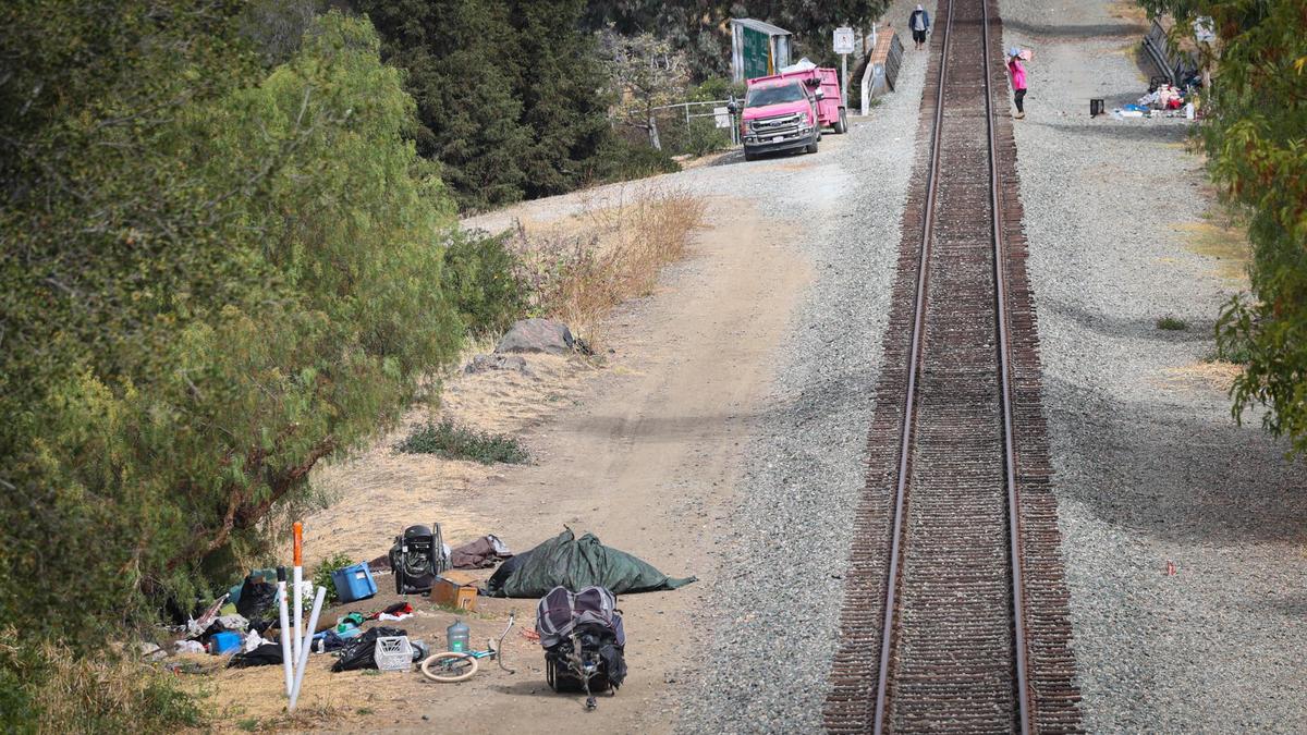 San Luis Obispo cleared a homeless camp along the Union Pacific Railroad tracks north of Pepper Street on Aug. 4, 2022.
