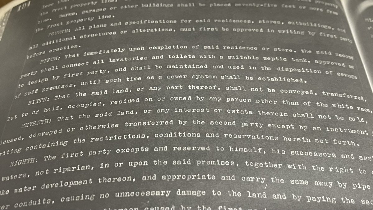 A 1930 property deed contains language that prevented non-white people from purchasing or living on the property. San Luis Obispo County is working to remove racist language from property deeds in accordance with Assembly Bill 1466.