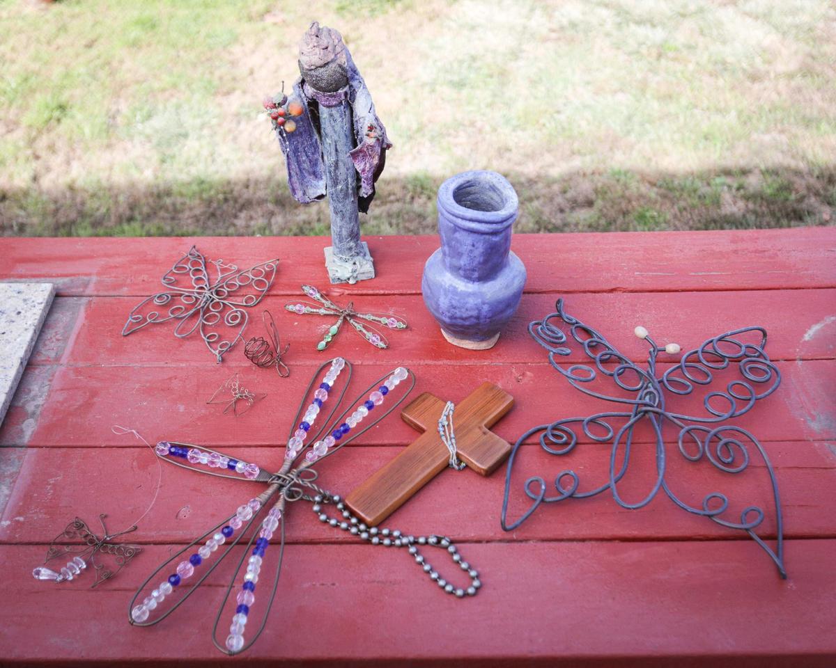 Dawn Marie Anderson has artwork by her son and worked with him on many parts of her garden. He has struggled with schizoaffective disorder and been in treatment or jail for over the last decade.