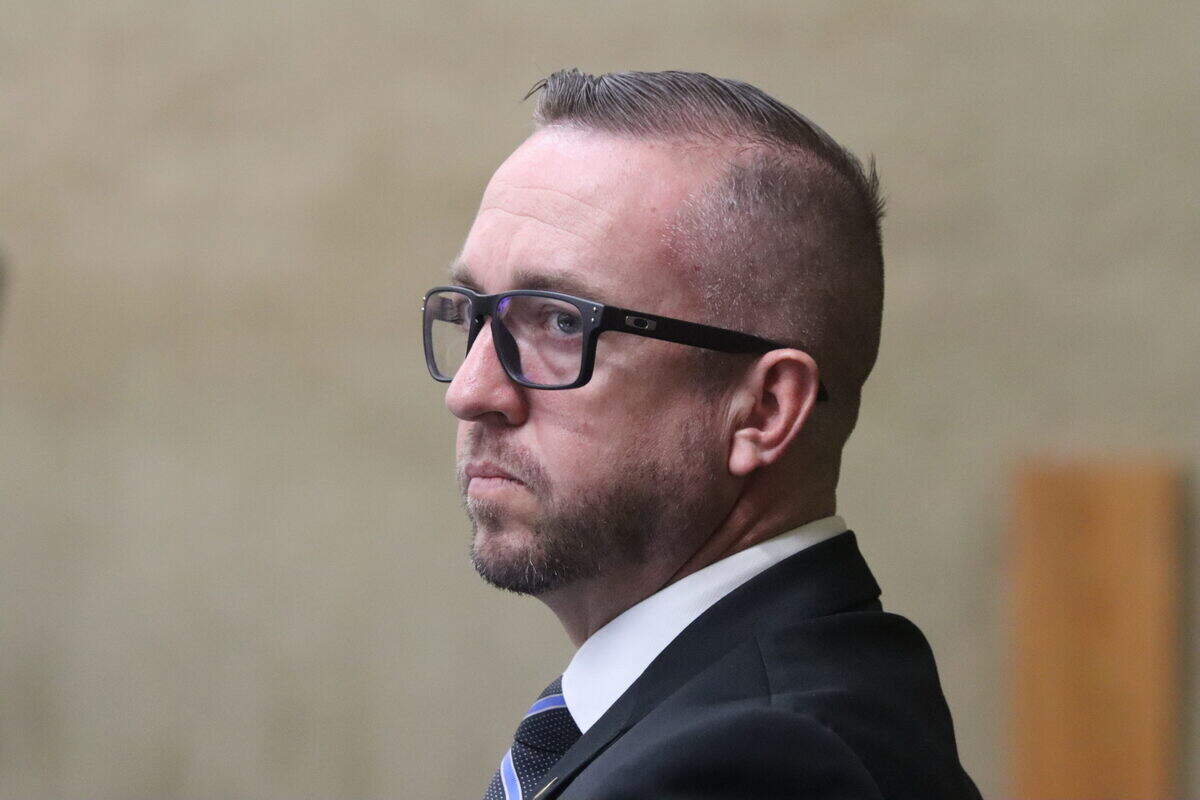 Deputy District Attorney Hunter Starr at the preliminary hearing of Abel Angel Santiago, who is accused of accessory to murder, on July 8, 2026.