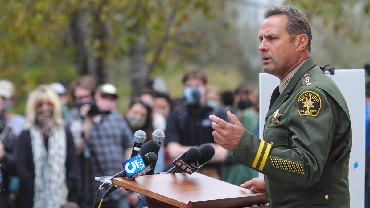 San Luis Obispo County Sheriff Ian Parkinson answers questions at a news conference in April 2021. The sheriff says Nipomo needs its own substation to improve emergency response times in the community.