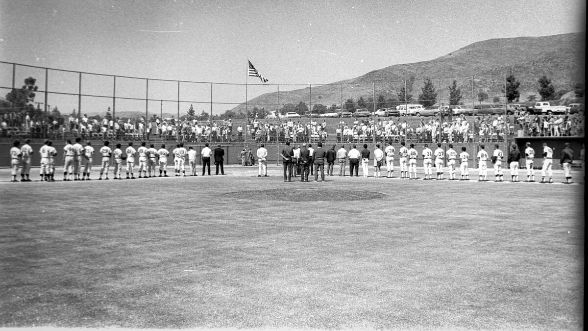 Sinsheimer Stadium opened on Sept. 14, 1970, with an exhibition game. The baseball field is modeled on the major league stadium at Anaheim. The field was completed, but there were folding chairs for seats and no press box or concessions.