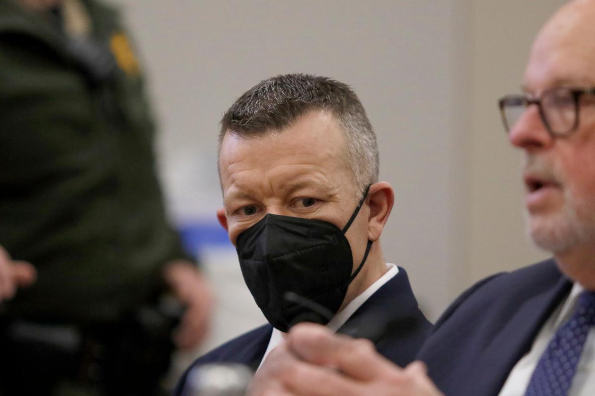 Paul Flores, left, with attorney Robert Sanger, listens in Monterey Superior Court ahead of his sentencing for the murder of Kristin Smart, on Friday, March 10, 2023.