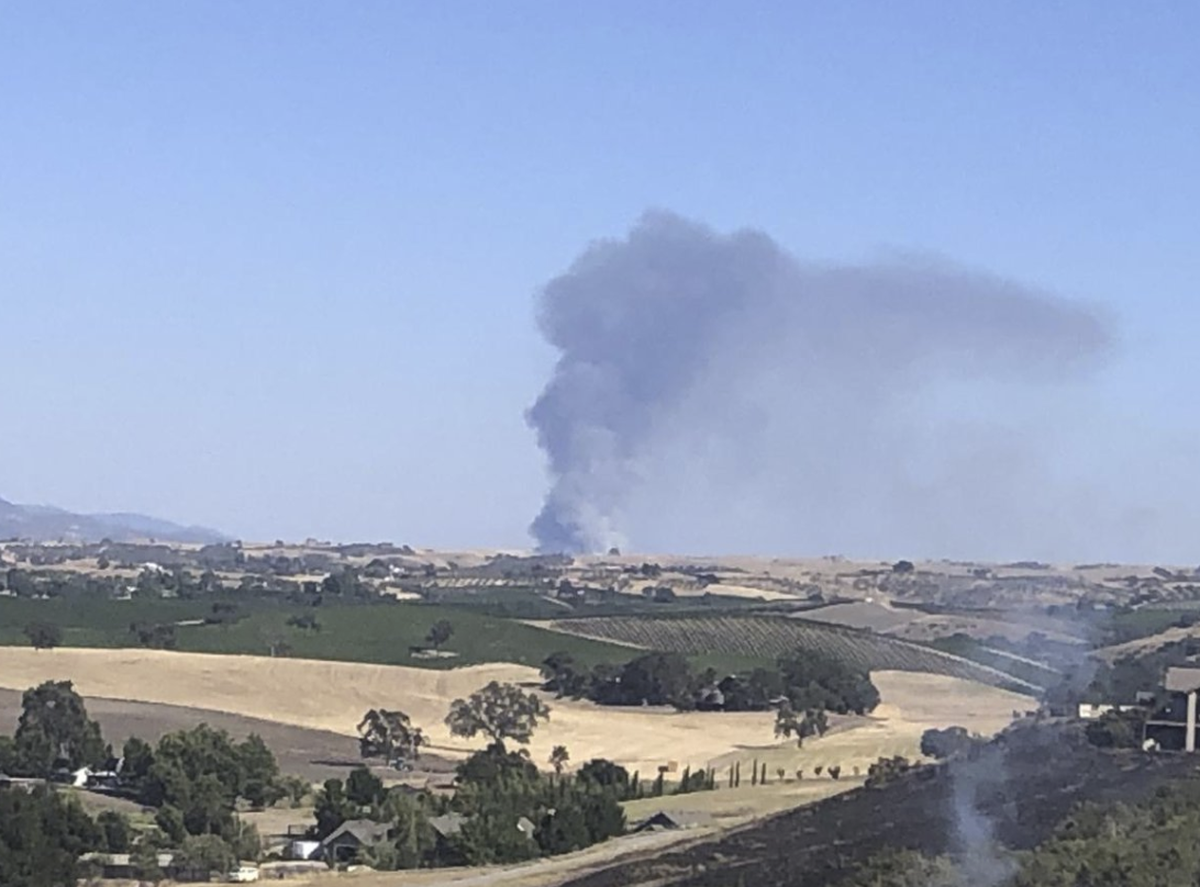 A view of the Pond Fire which is east of Santa Margarita. Residents in the area are being evacuated as the fire grows to 400 acres.