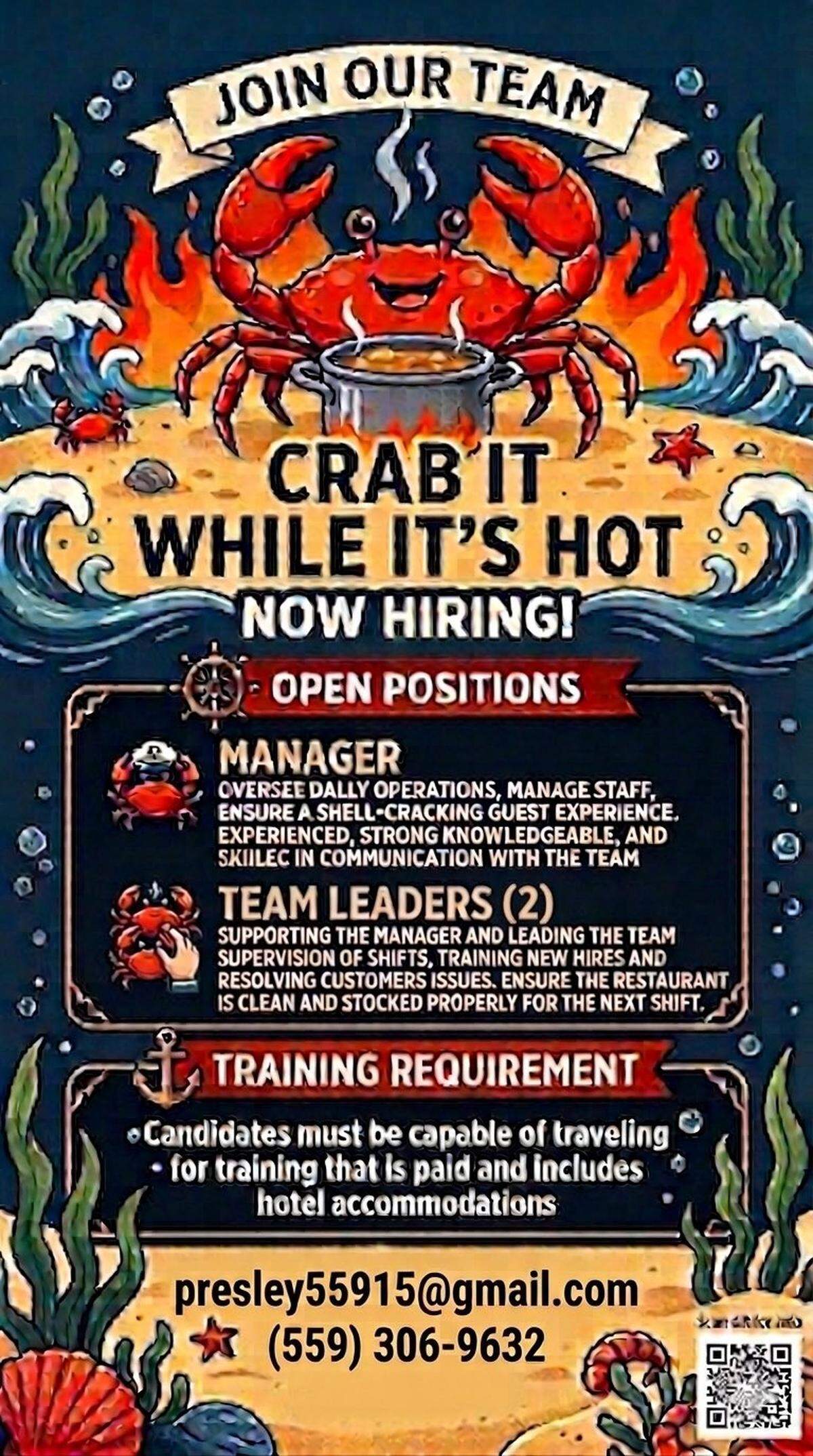 A new Morro Bay restaurant on the Embarcadero is seeking staffers for a planned July opening.