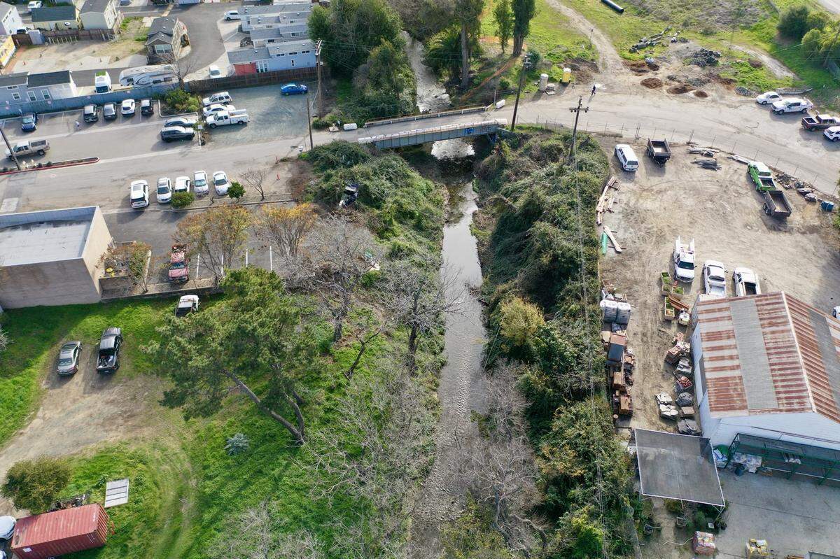 The city of San Luis Obispo replaced the century-old Bianchi Bridge at the end of Bianchi Lane in 2026. The old bridge, seen here, was too narrow, so it flooded easily.