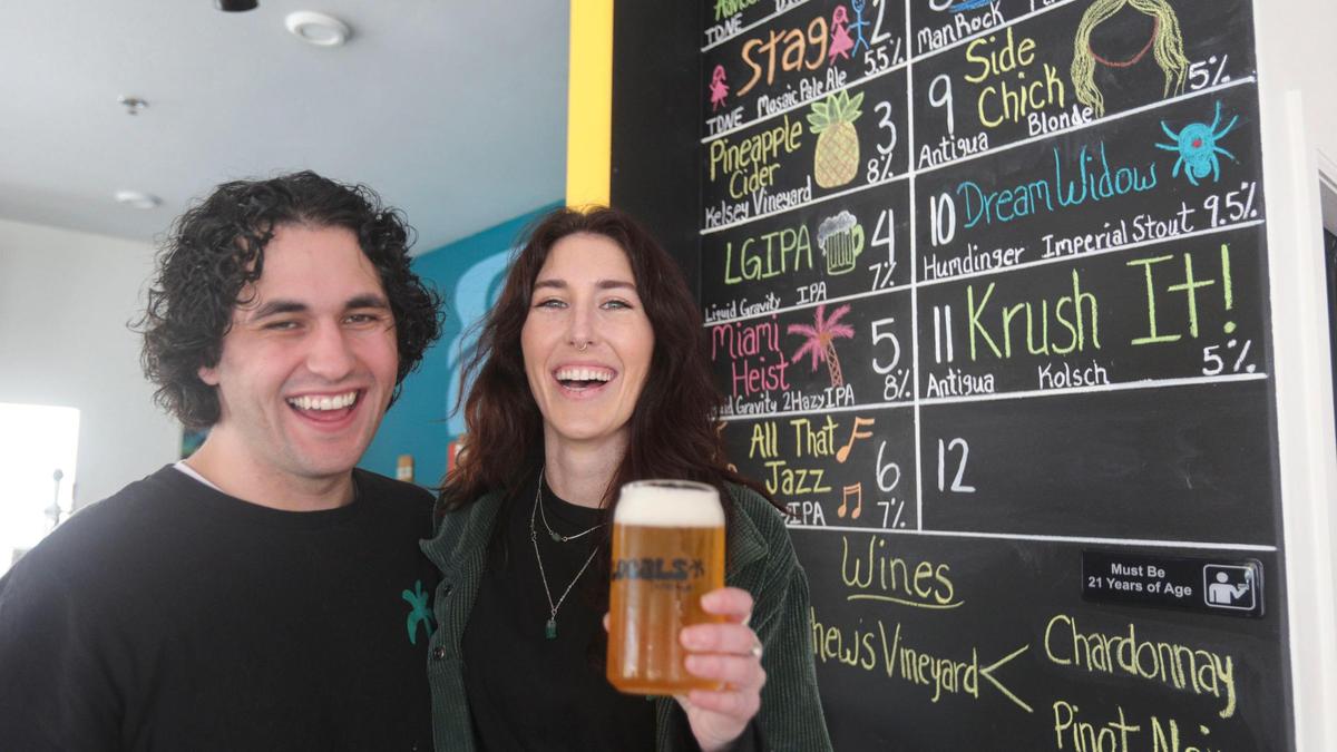 Locals Taproom is a new brewery and taproom in Avila Beach. Molly Maguire, 26, and Austin Hunstead, 28, are the two owners seen on Jan. 23, 2024.