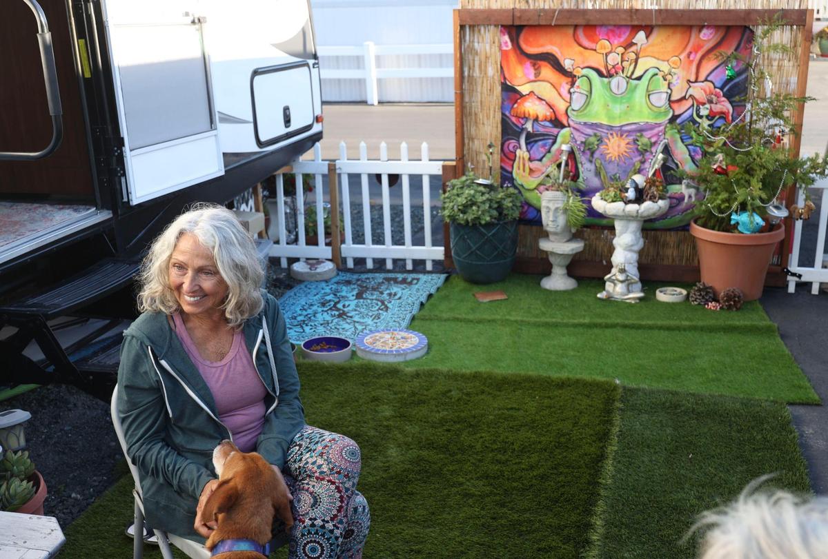 Carol Ellis moved to the Silver City Resort mobile home park with a new trailer in Morro Bay, paid for landscape structures like fencing as seen Dec. 5, 2023. She had to find a new home after a notice of non-renewal.