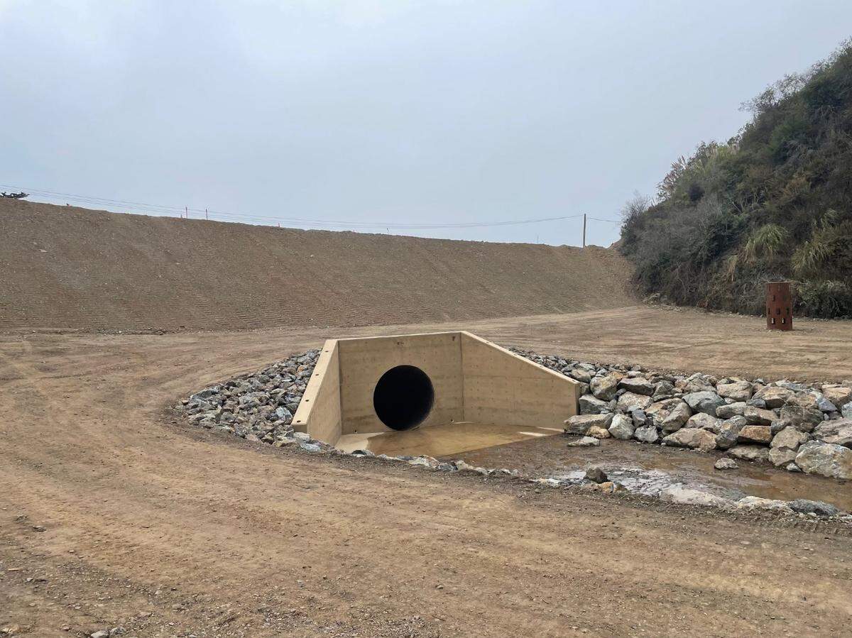 Caktrans installed a new eight-foot diameter culvert at Dani Creek off of Highway 1.