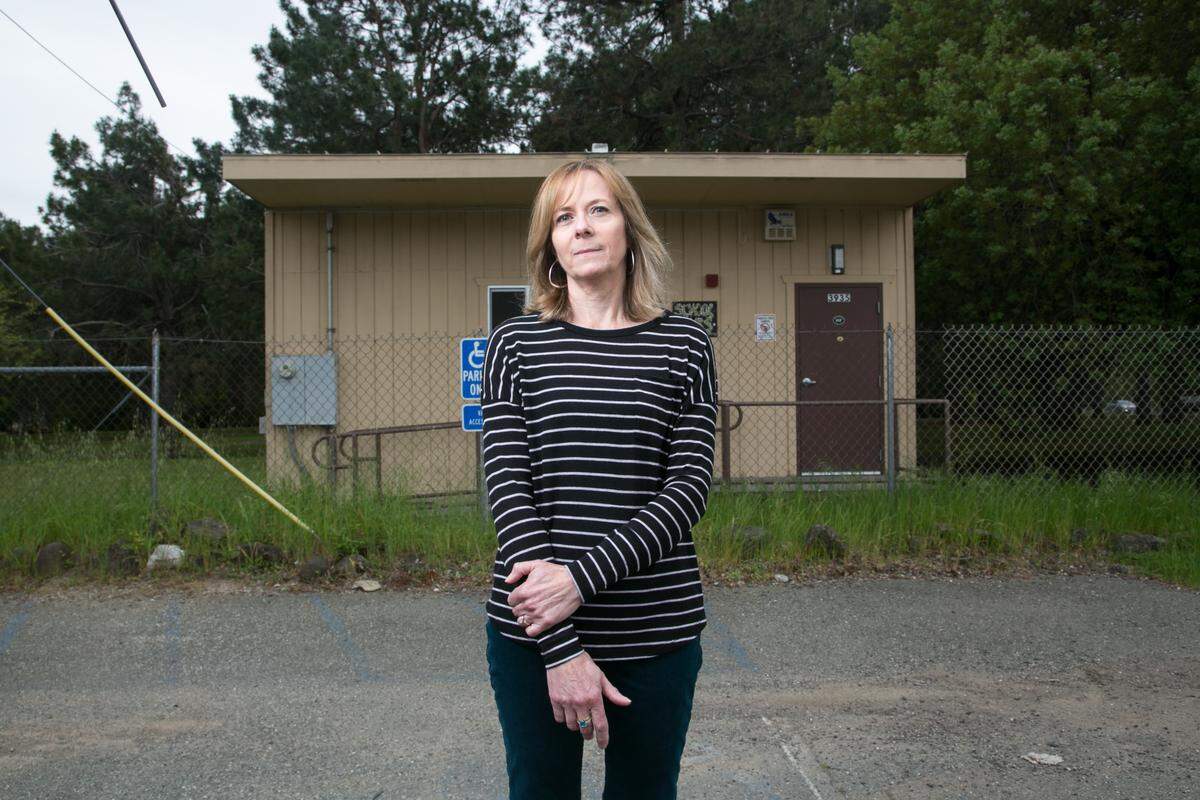 Sheri Hanni, the School Attendance Review Board coordinator for the Butte County Office of Education, in front of one of the agency’s locations.