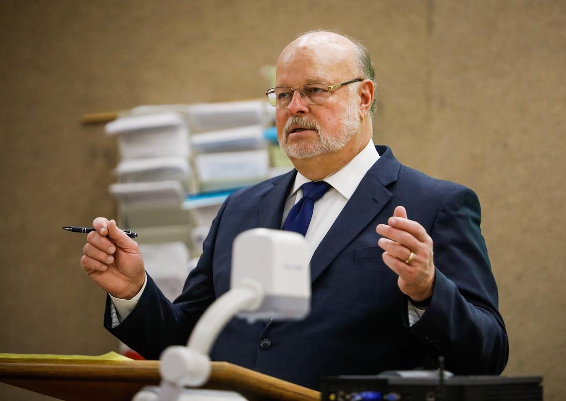 Attorney Robert Sanger makes his opening statement for his client Christopher Edward Skiff, the owner of The Manse on Marsh assisted living facility in San Luis Obispo, found guilty of elder abuse resulting in death and involuntary manslaughter for the December 2014 death of 65-year-old Mauricio Edgar Cardenas.