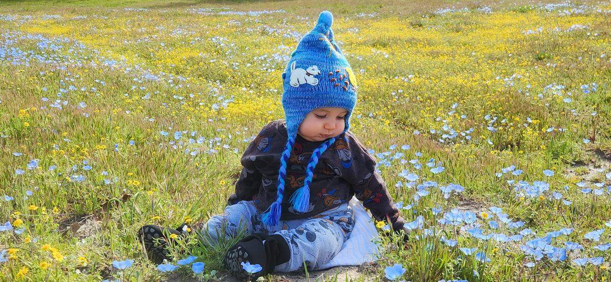 Jamie Hanley took this photo of her 8-month-old son, Yehoshua, sitting among the wildflowers at Shell Creek Road off Highway 58 near Santa Margarita.