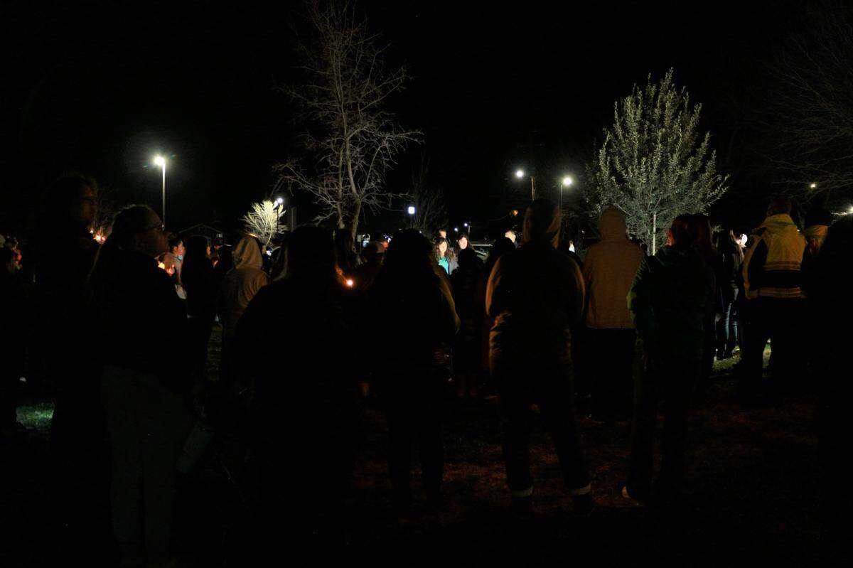 About 100 community members showed up Jan. 12 to pray for Kyle Doan, a missing 5-year-old boy from San Miguel. Doan was swept away in floodwaters on Monday, Jan. 9, 2023, during a storm that hit San Luis Obispo County.