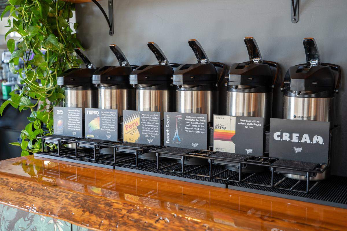 Nautical Bean's signatuire coffee blends are sold at the new Nautical Bean in Morro Bay on Wednesday, Sept. 3, 2025. Nautical Bean's fifth location in San Luis Obispo County opened in Morro Bay at 911 Main Street on Labor Day weekend.
