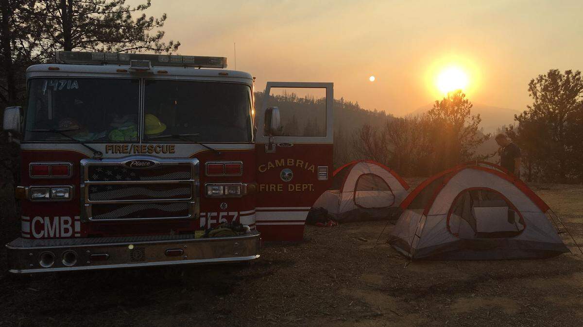 Cambria Fire Department firefighters’ campsite during their mutual-aid service on the devastating Carr Fire near Redding in August.