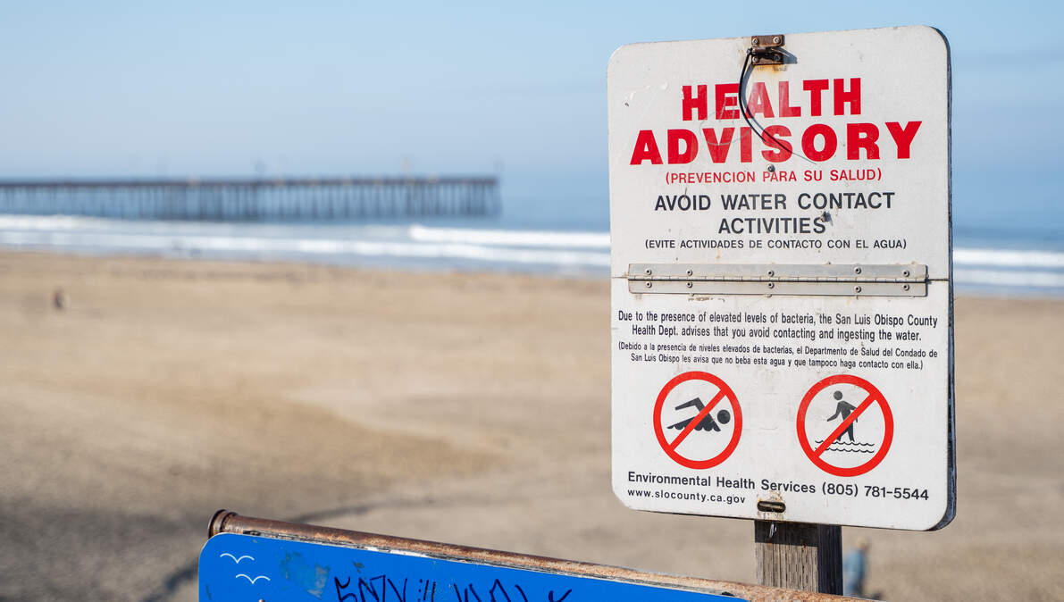 A health advisory has been in place in Pismo Beach near Wadsworth Avenue since Sept. 16 due to the detection of fecal bacteria in the ocean water.
