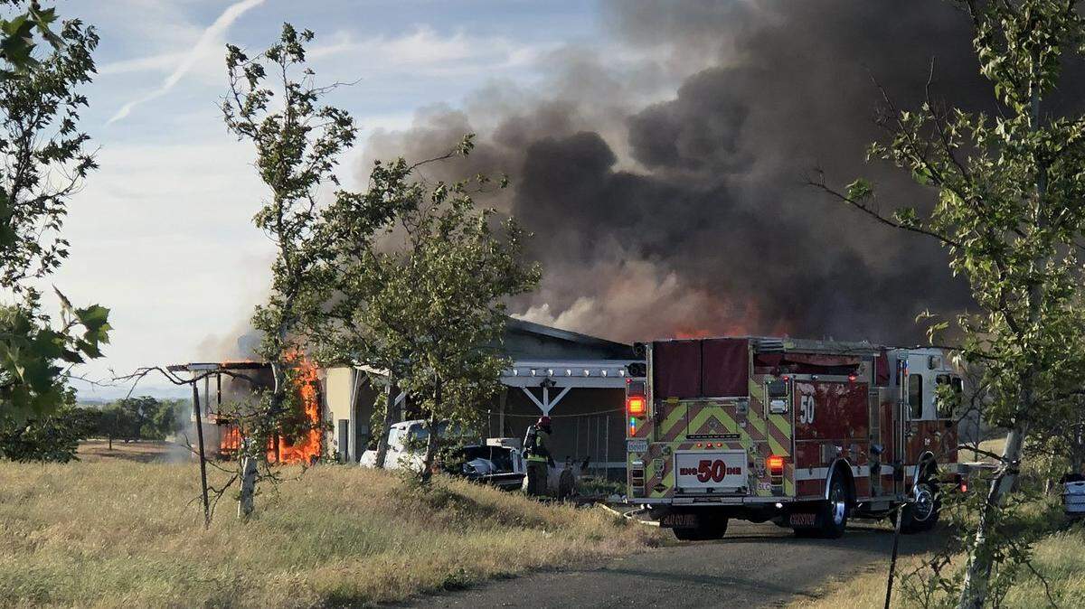 A Templeton home in the 100 block of Spanish Oak Lane was badly damaged by a fire that involved 75% of the structure Tuesday, April 22, 2025. Cal Fire was able to contain the fire before it could spread from the structre.