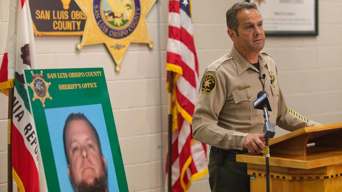 Sheriff Ian Parkinson held a press conference with details of a August 2020 active shooter incident in Nipomo. The deceased shooter was identified as Scott Huffman of Bakersfield, seen at left.