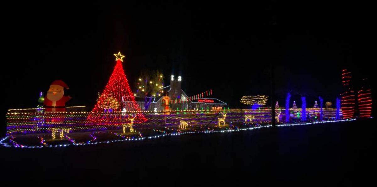 The Bittles’ home at 4850 Tower Road in Paso Robles features elaborate holiday light displays including a Christmas tree, deer, candy canes and the words “Merry Christmas” in 2023.
