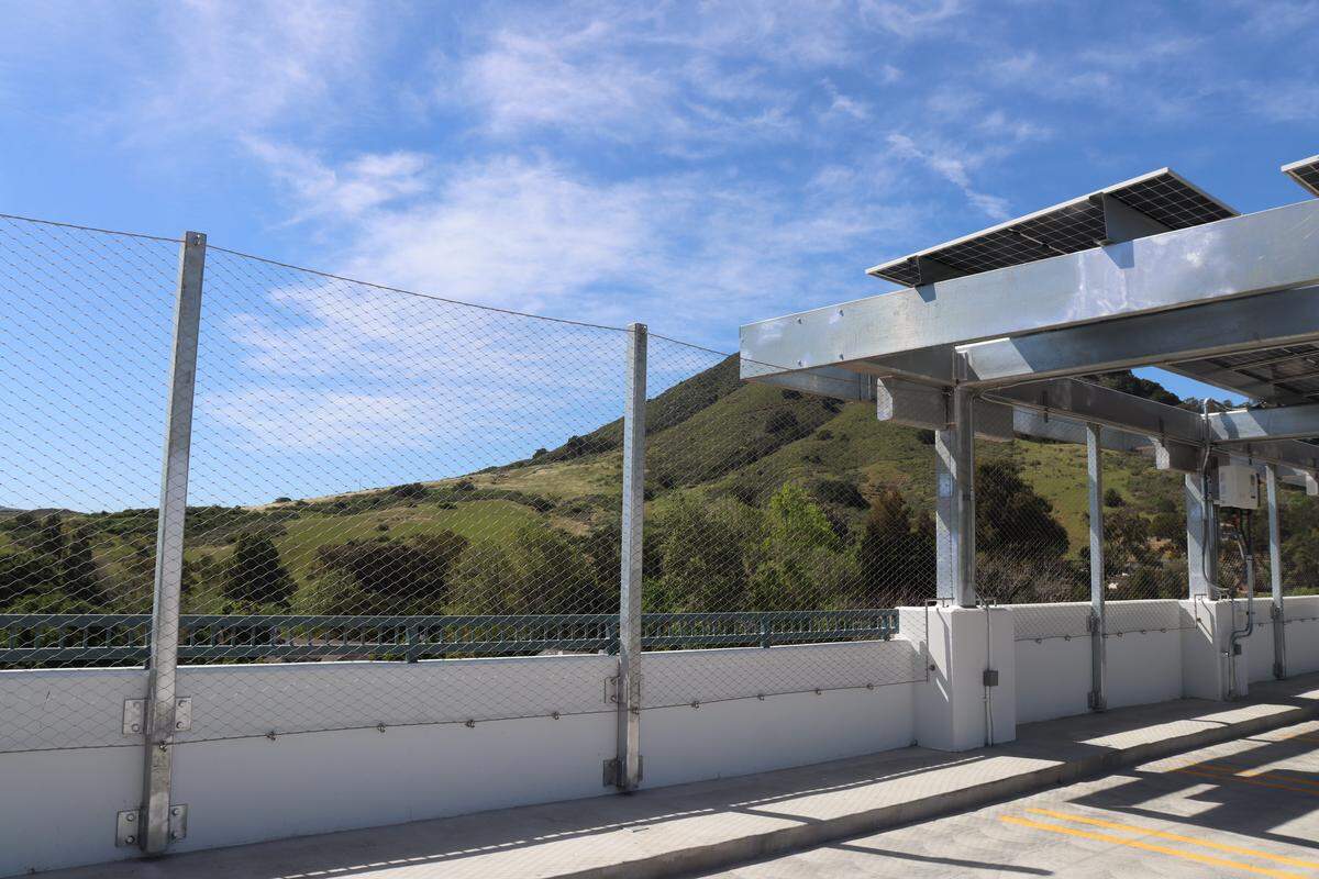 The new Cultural Arts District Parking Structure on Palm Street across from Mission Prep, seen here on March 23, 2026, opened on March 17 with new safety features including full perimeter fencing on the top floor.