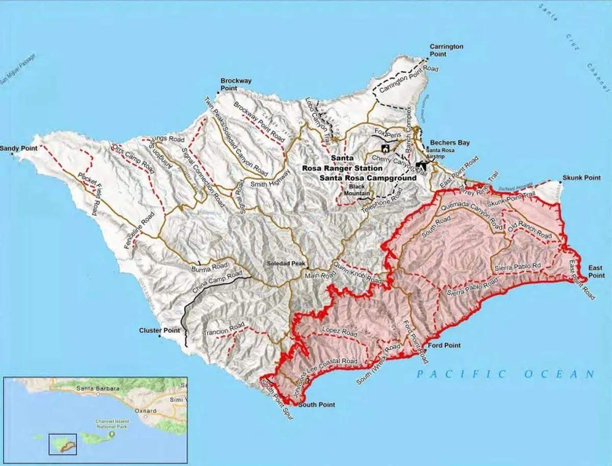 The Monday night, May 18, 2026, map of the Santa Rosa Island fire shows the growth of the blaze. As of Tuesday morning, it had burned more than 16,000 acres.