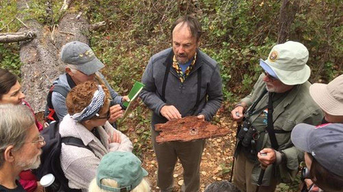 Mycologist Dennis Sheridan gives a presentation on decomposition.